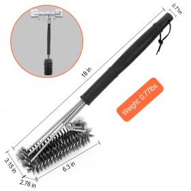 1 Set BBQ Grill Cleaning Brush Stainless Steel Barbecue Cleaner With 18in Suitable Handle Stiff Wire Bristles For Grill Cooking Grates (Option: 1Pc Silver Black)